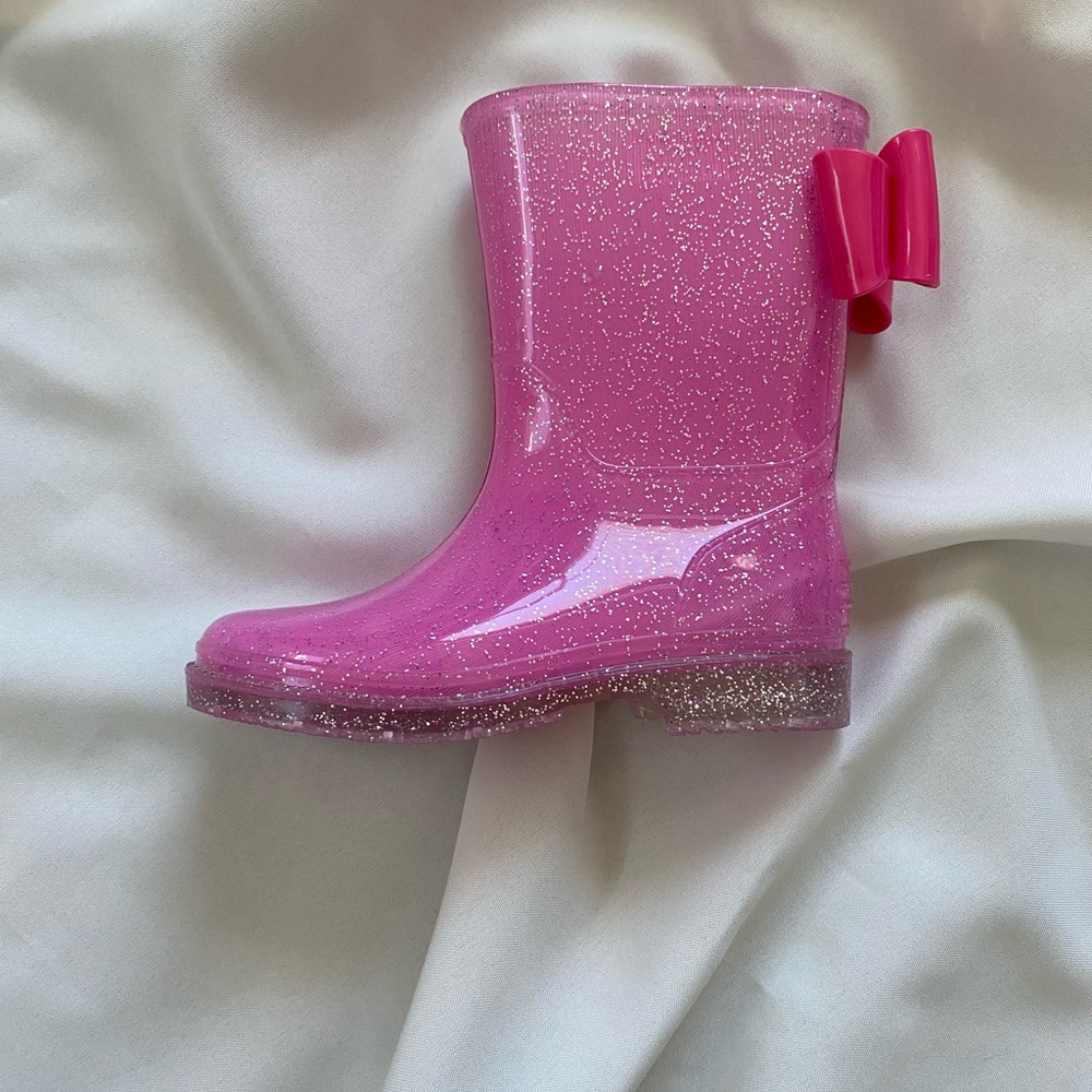 Pink girly rain boots